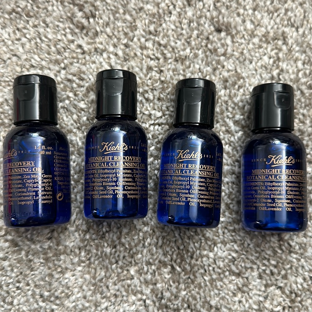 4 travel size kiehl’s midnight recovery cleansing oil